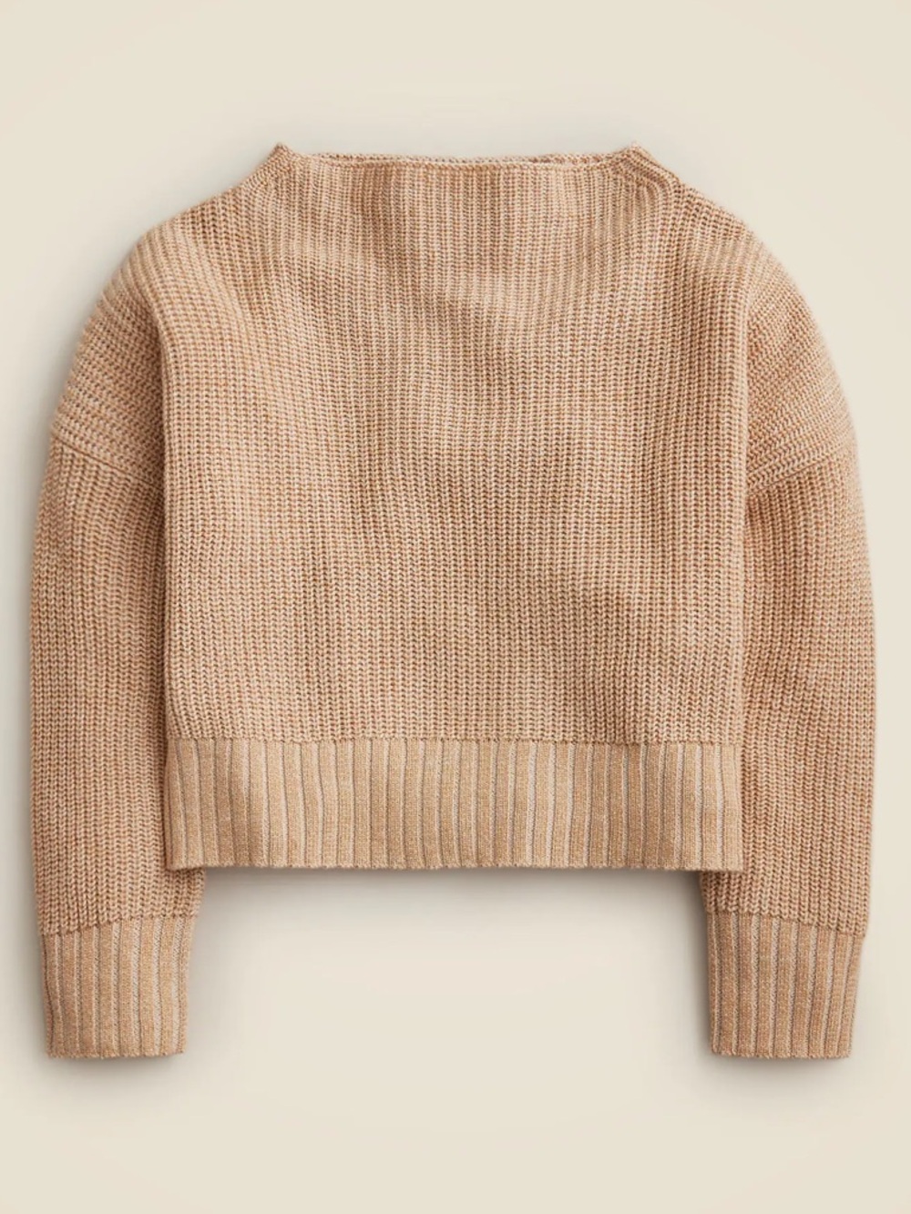 J. Crew Ribbed funnelneck sweater in linen-cotton blend crop size Small - Picture 4 of 8